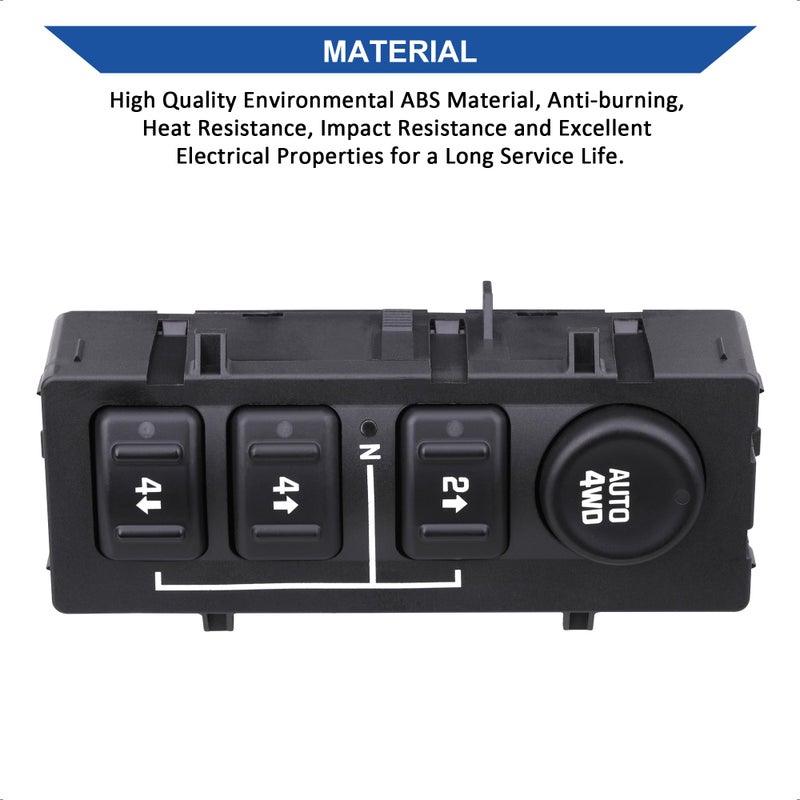 AiYiGu 4x4 Transfer Case Switch, 4WD Wheel Drive Button, Compatible with 2003-2007 Chevrolet Silverado, Chevy Suburban, Tahoe, Avalanche, GMC Yukon, Sierra, Replaces OE 15164520, 15136039, 19259313 - Image 5